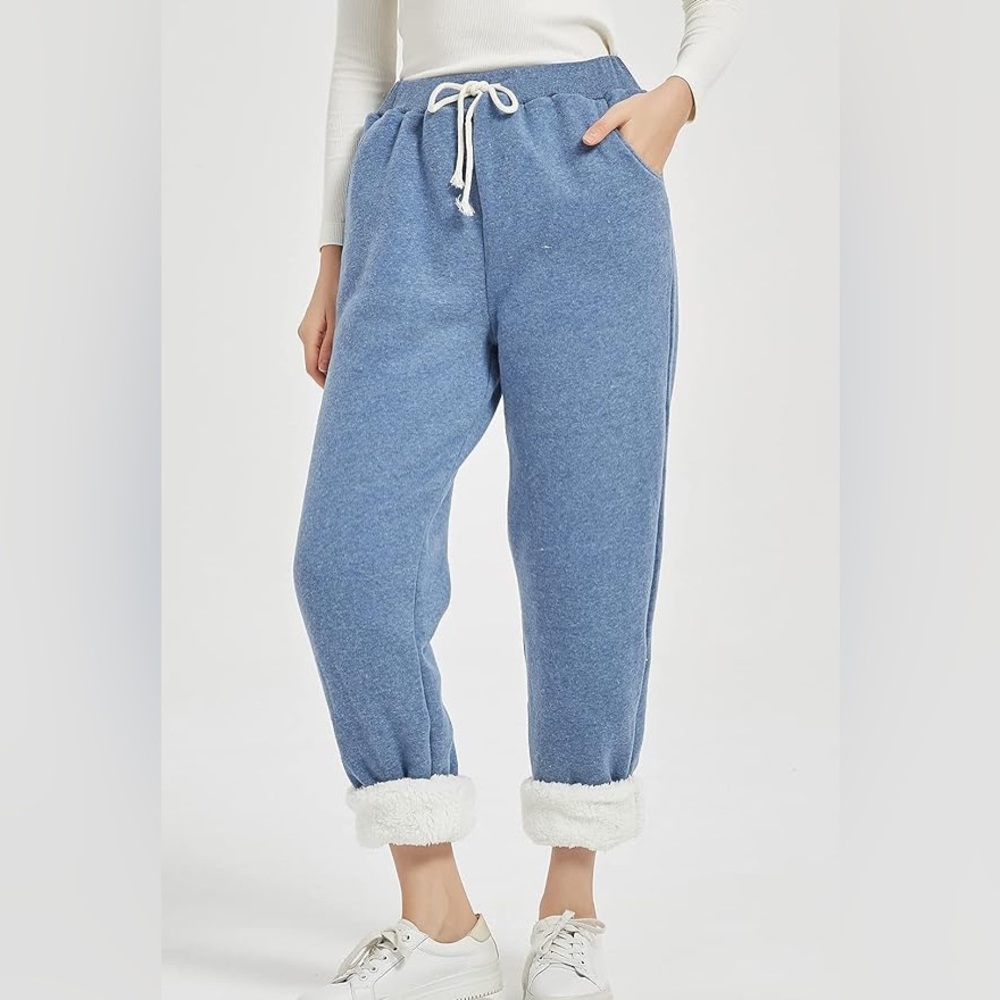 Women's Winter Warm Fleece Joggers Pants Sherpa Lined Athletic Active Sweatpants